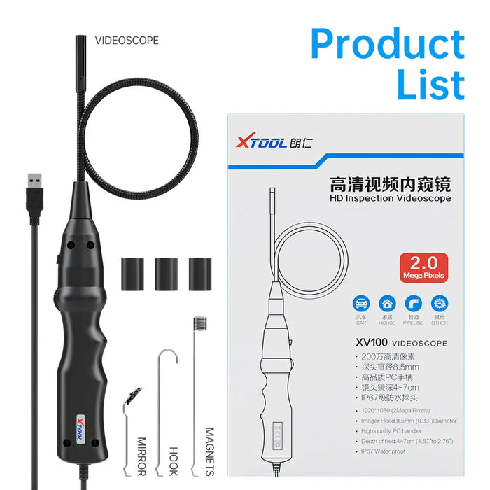 Dark Slate Gray XTOOL XV100 HD Flexible Snake Inspection Videoscope Video Scope