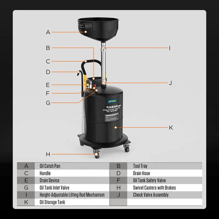 AUTOOL 70L Pneumatic Self Evacuating Waste Oil Drainer