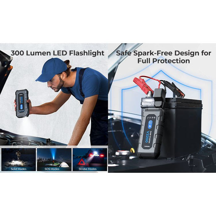 Dark Slate Gray TOPDON V2200 2200A Jump Starter, Power Bank, 12V Car Starting Device Vehicle Jump Starters