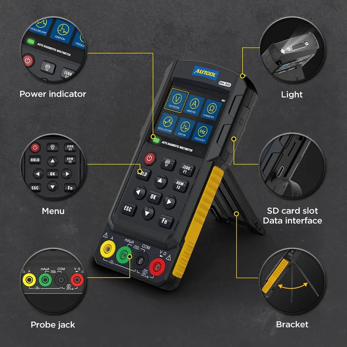 Dark Slate Gray AUTOOL DM301 Oscilloscope Automotive Digital Auto-Ranging Multimeter Multimeter
