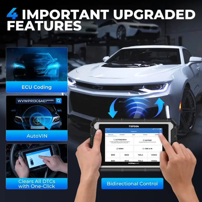 Gray TOPDON ArtiDiag900 BT, Diagnostic Scan Tool, Bluetooth, ECU Coding Diagnostic Scanner