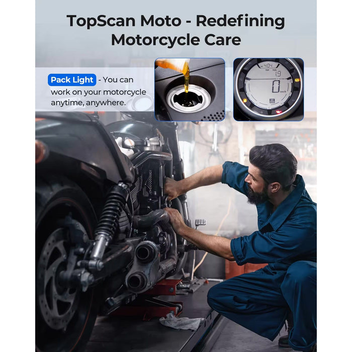 Light Gray TOPDON Topscan Moto Motorcycle Full System Diagnostic Tool Motorcycle Diagnostic Scanner