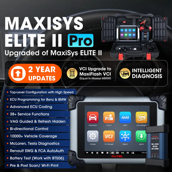 Black AUTEL Maxisys Elite II PRO Diagnostic Scan Tool MaxiFlash J2534 Diagnostic Scan Tool