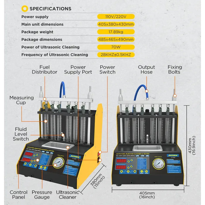 AUTOOL CT200 6 Cylinder Fuel Injector Cleaner & Tester