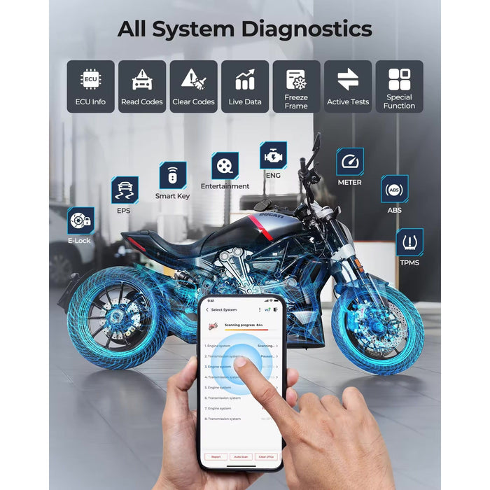 Gray TOPDON Topscan Moto Motorcycle Full System Diagnostic Tool Motorcycle Diagnostic Scanner