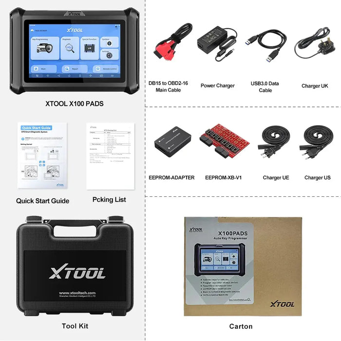 Dark Slate Gray XTOOL X100 PadS Full System Diagnostic Scan, Key Coding, Odometer Correction