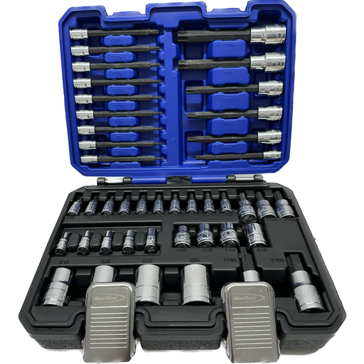 Dark Slate Gray Blue Point Tools 1/4", 3/8", 1/2" Tamper Torx Socket Set Socket Sets