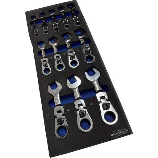 Dark Slate Gray Blue Point Tools EVA Tool Holder Set, Short ,Flexi, Ratchet Spanners 8-19mm Ratchet Wrench