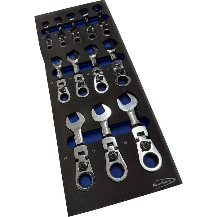 Dark Slate Gray Blue Point Tools EVA Tool Holder Set, Short ,Flexi, Ratchet Spanners 8-19mm