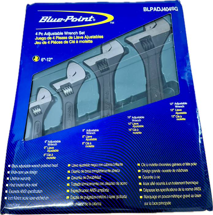 Medium Blue Blue Point 4pc Adjustable Wrench Set (6–12")