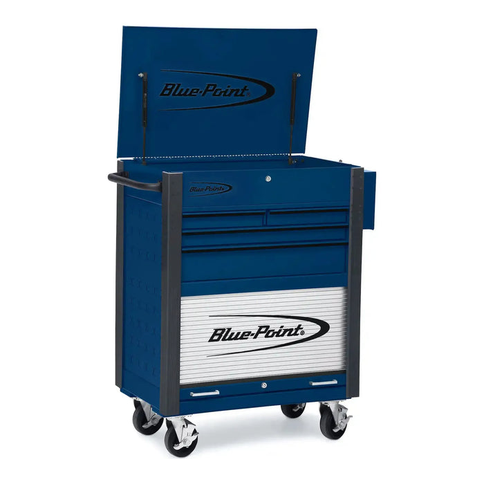 Midnight Blue Blue Point 32" Four-Drawer with Locking Roll Door Bulk Storage Shop Cart Tool Storage