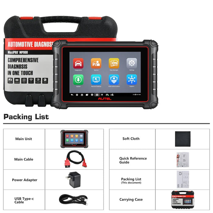Tan AUTEL MaxiCOM MK900 Diagnostic Scan Tool, Bi-Directional Control Diagnostic Scanner