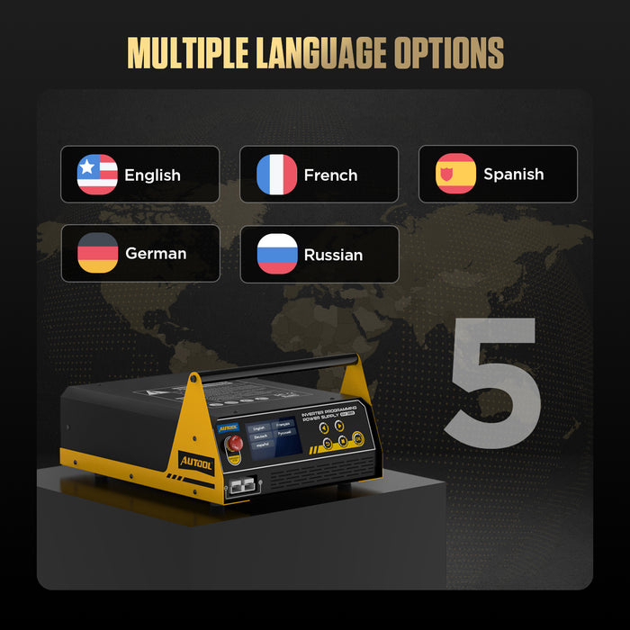 Black AUTOOL EM385 – 3-in-1 ECU Programming Power Supply, Battery Charger & Jump Starter Vehicle Battery Chargers