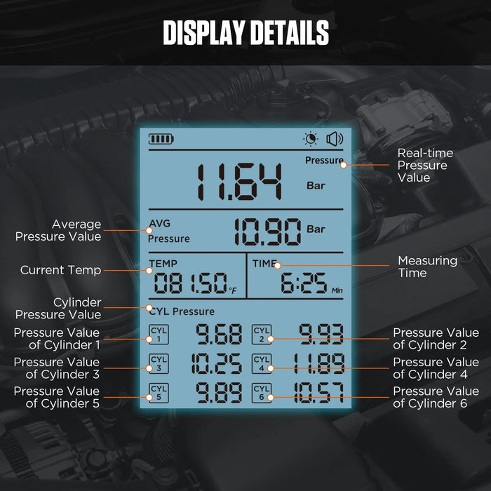Dark Slate Gray AUTOOL PT610 Digital Petrol Compression Tester Compression Tester