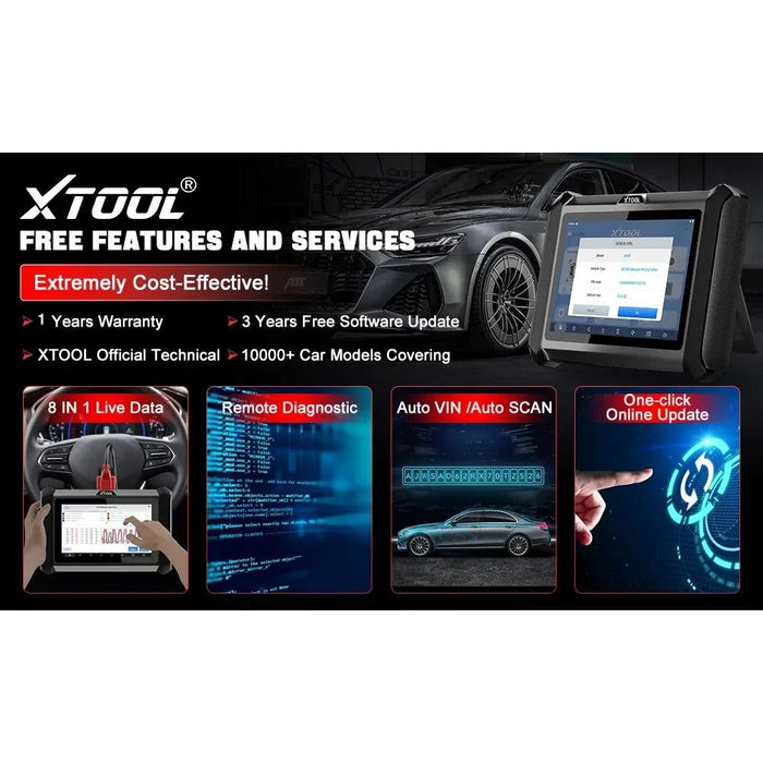 Black XTOOL XT70W Car Diagnostic Scan Tool, Key Coding, Odometer Correction