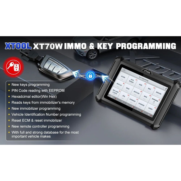 Dark Slate Gray XTOOL XT70W Car Diagnostic Scan Tool, Key Coding, Odometer Correction Diagnostic Scanner