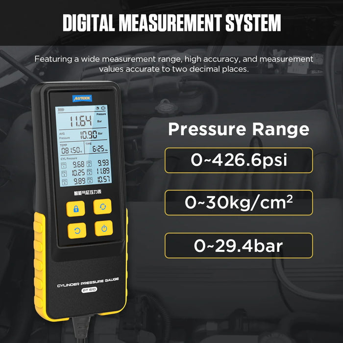 Dark Slate Gray AUTOOL PT610 Digital Petrol Compression Tester Compression Tester