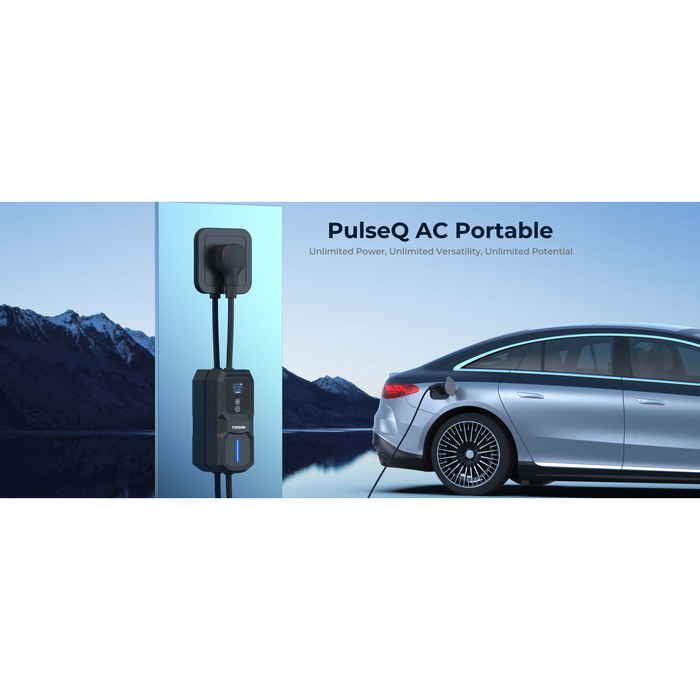Light Blue TOPDON PulseQ AC Portable EV Charger, 8A/10A Adjustable EV Charger