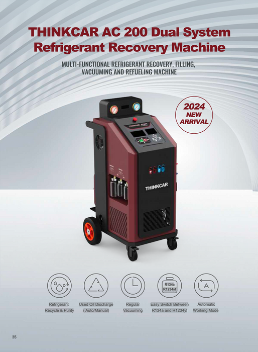Light Gray THINKCAR AC 200 Dual System Refrigerant Recovery Machine R134a & R1234yF Air Conditioning Machine