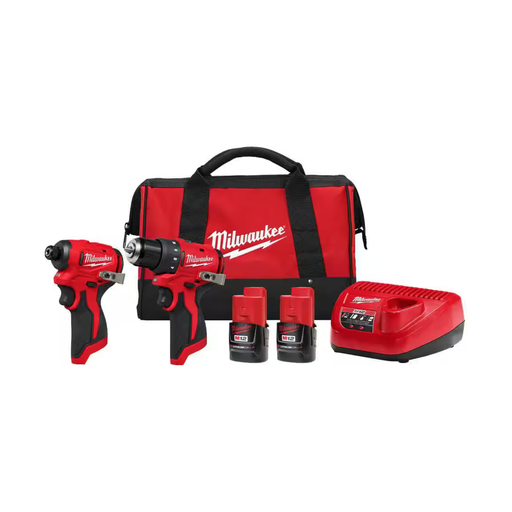 Firebrick Milwaukee M12 Drill and Impact Driver Combo Kit w/2 Batteries and Bag (2-Tool) Drills