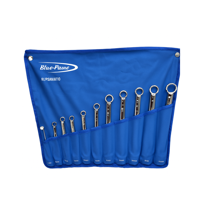 Dark Slate Blue Blue Point 11 piece double end ring spanner set ( 90 degree offset ) 8mm-30mm Spanners & Spanner Sets