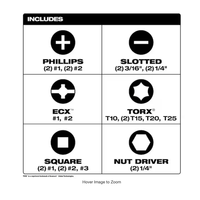 Black Milwaukee 14-in-1 Ratcheting Multi-Bit Screwdriver Set (2-Pack) Screwdrivers