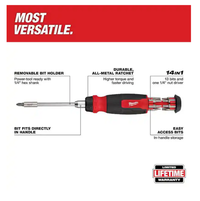 Firebrick Milwaukee 14-in-1 Ratcheting Multi-Bit Screwdriver Set (2-Pack) Screwdrivers