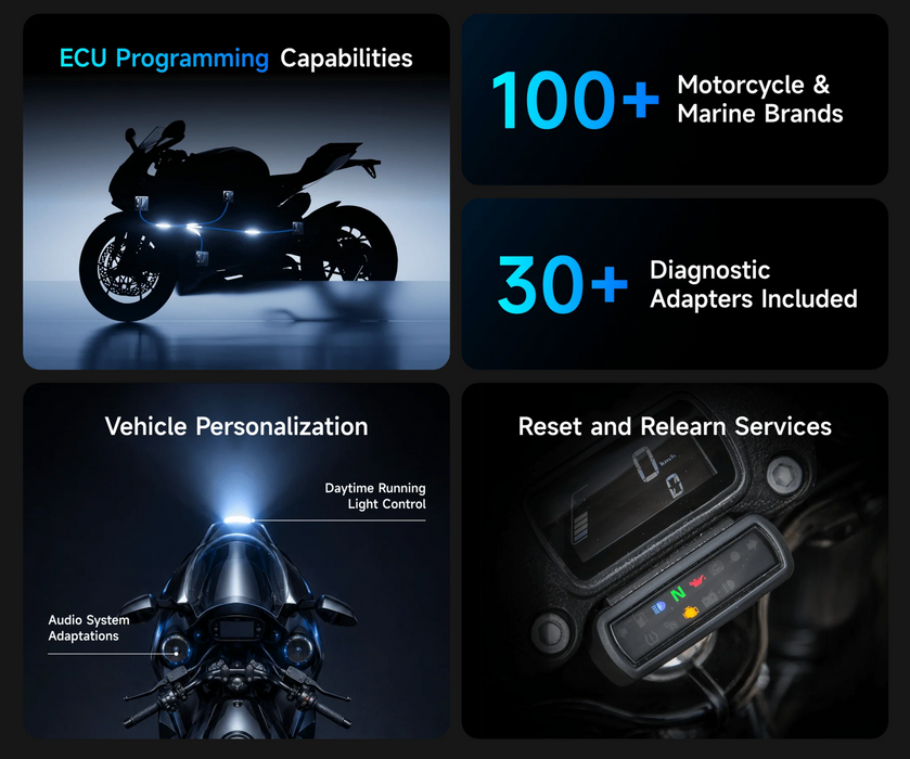 Black TOPDON ONE Moto Motorcycle, ATV & Marine Diagnostic Scan Tool Diagnostic Scan Tool