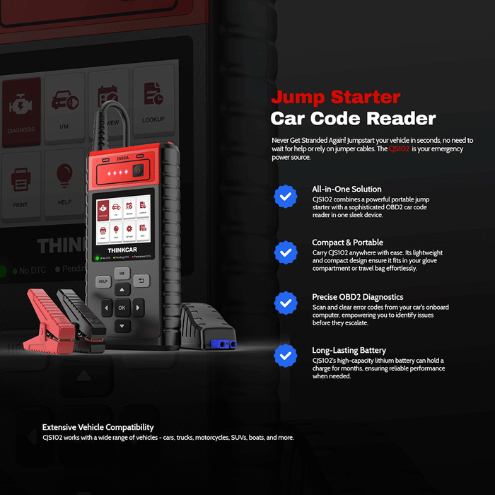 Black THINKCAR CJS102 - Vehicle Jump Starter & Diagnostic Code Reader Vehicle Jump Starters