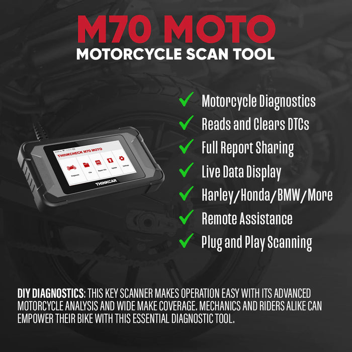 Dark Slate Gray THINKCAR Thinkcheck M70 Moto Smart Motorcycle Diagnostic Tool Motorcycle Diagnostic Scanner