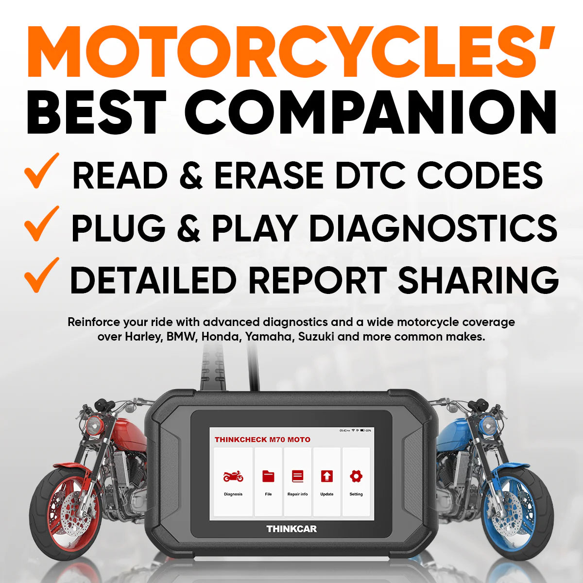 Motorcycle Scanning THINKCAR Thinkcheck M70 Moto Smart Motorcycle Scan Tool — Discount Tools NZ