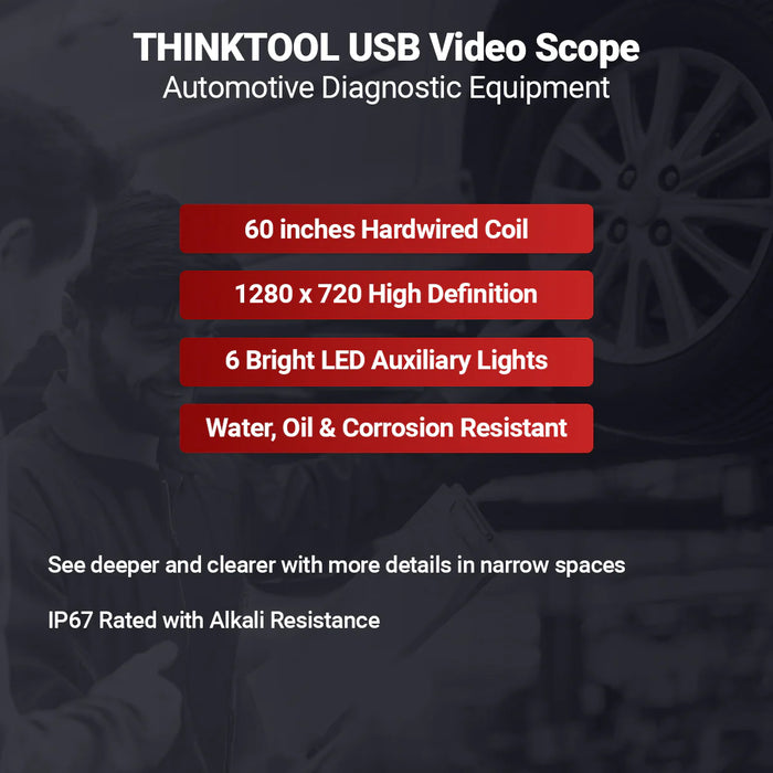 Dark Slate Gray THINKCAR USB Video Inspection Scope Camera with LED Light Vehicle Diagnostic Scanners