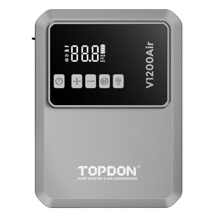 Dark Gray TOPDON V1200 Air Jump Starter & Air Compressor – 1200A Portable Power Pack Vehicle Jump Starters