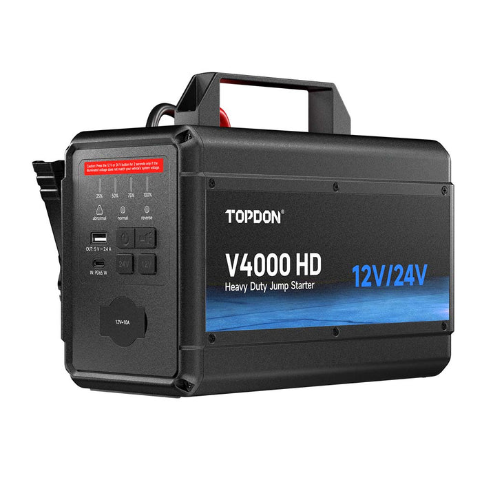 White Smoke TOPDON V4000 HD Heavy Duty Jump Starter (12V / 24V, 4000A) Vehicle Jump Starters