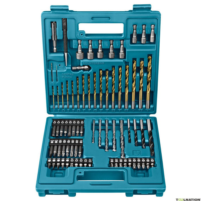 Dark Cyan Makita Metal, Wood, Masonry, Straight Shank Metric Drill and Screw Bit Set (75-Piece) Drill & Screwdriver Bits