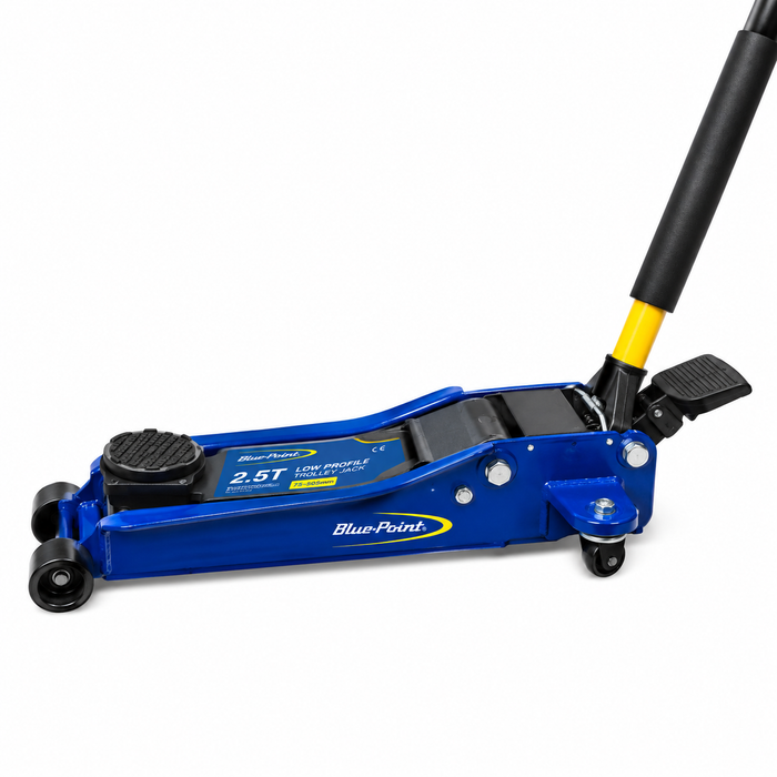 White Smoke Blue-Point 2.5 Tonne Low Profile Trolley Jack with Foot Pedal – BLPLPSJ25TP Jack