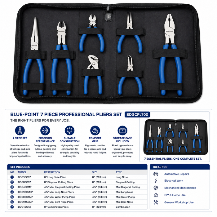White Smoke Blue-Point 7 Piece Professional Pliers Set – BDGCPL700 Pliers