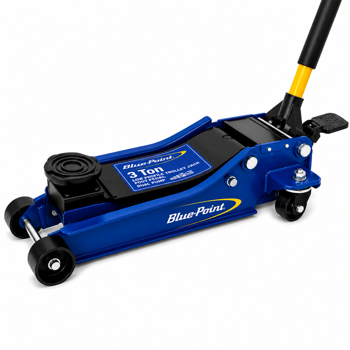 White Smoke Blue-Point 3 Tonne Trolley Jack with Foot Pedal – BLPPSJ3TP Trolley Jack