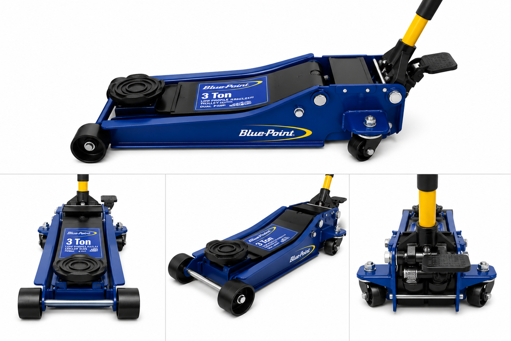 White Smoke Blue-Point 3 Tonne Trolley Jack with Foot Pedal – BLPPSJ3TP Trolley Jack