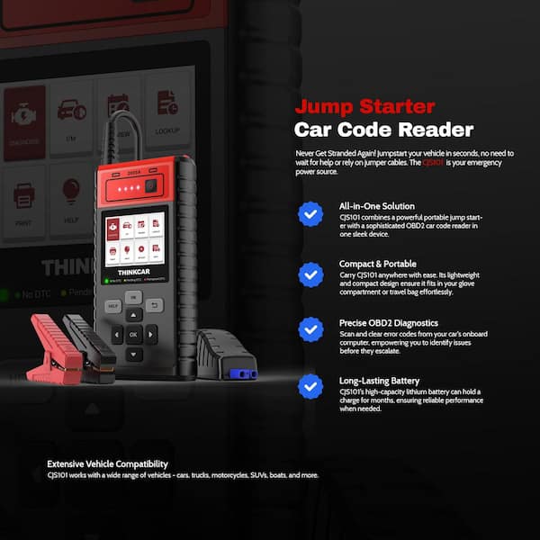 Black THINKCAR CJS101 - Vehicle Jump Starter & Diagnostic Code Reader Vehicle Jump Starters