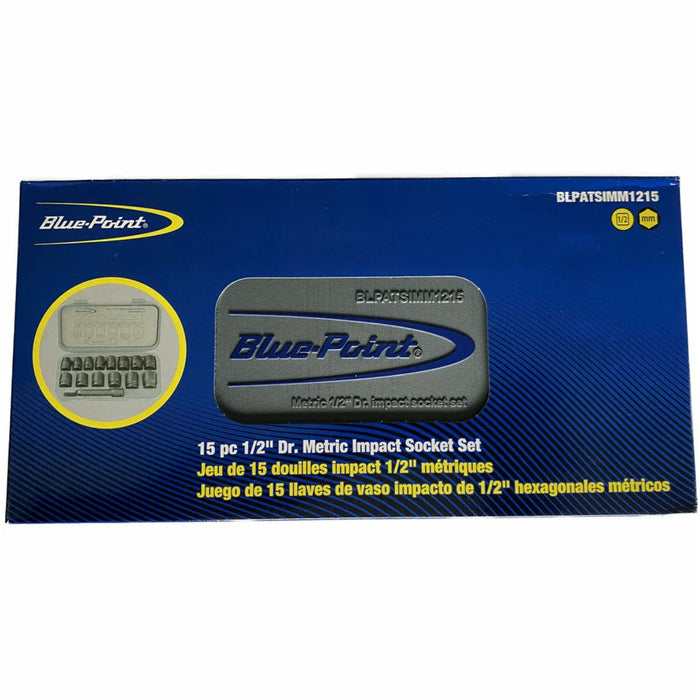 Blue Point 1/2" Drive Impact Socket Set, 15pc BLPATSIMM1215