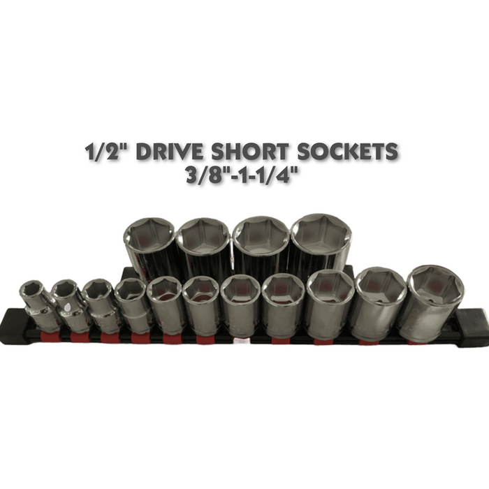 Dark Slate Gray Blue Point 1/2" Drive Short Sockets 3/8"-1-1/4" Sockets