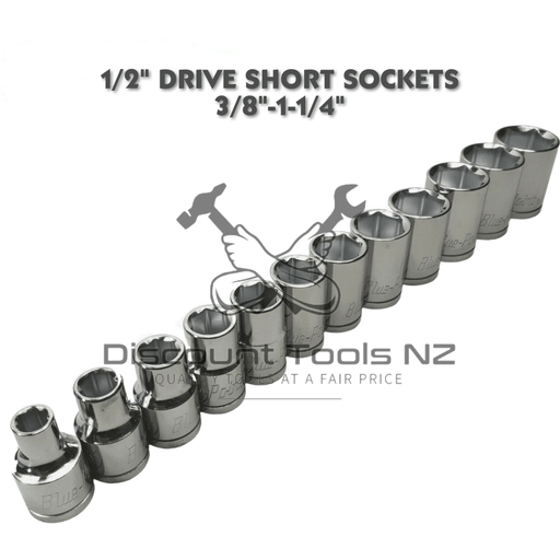 Slate Gray Blue Point 1/2" Drive Short Sockets 3/8"-1-1/4" Sockets