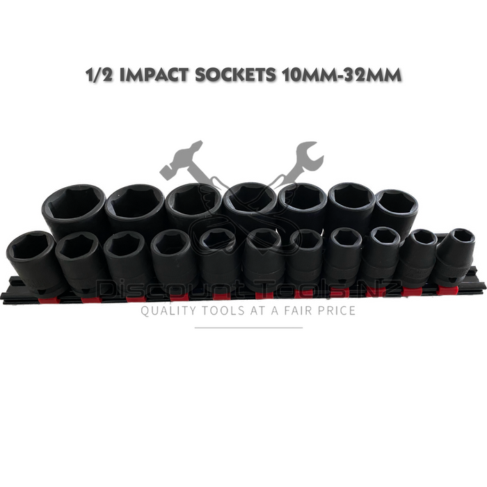 Black Blue Point 1/2" Impact Sockets 10mm-32mm 17 Sockets Sockets
