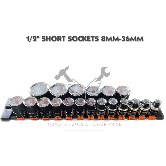 Gray Blue Point 1/2" Short Sockets 8mm-36mm Sockets