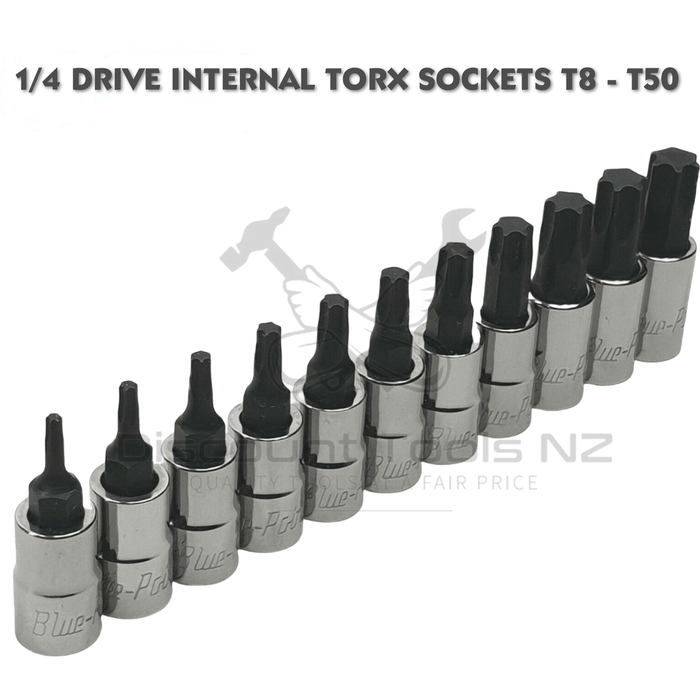 blue point 1/4 drive internal torx sockets t8 - t50