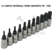Dark Slate Gray Blue Point 1/4 Drive Internal Torx Sockets T8 - T50 Sockets
