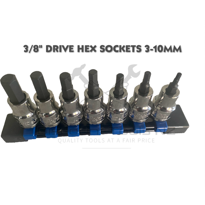Dark Slate Gray Blue Point 3/8" Drive Hex Sockets 3mm - 10mm Sockets
