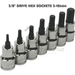 Light Slate Gray Blue Point 3/8" Drive Hex Sockets 3mm - 10mm Sockets