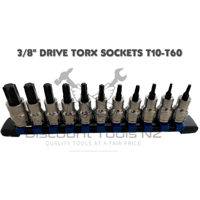 Dark Slate Gray Blue Point 3/8" Drive Internal Torx Sockets T10-T60 Sockets